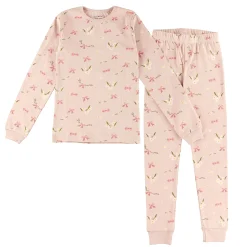 Pajamas & Bathrobes>Roche Ciseaux Bows Pajamas 2-14y Pink