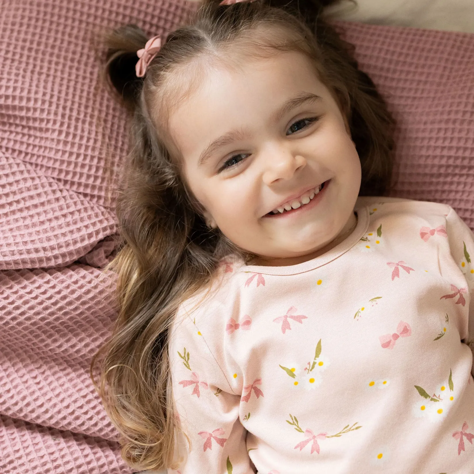 Pajamas & Bathrobes>Roche Ciseaux Bows Pajamas 2-14y Pink