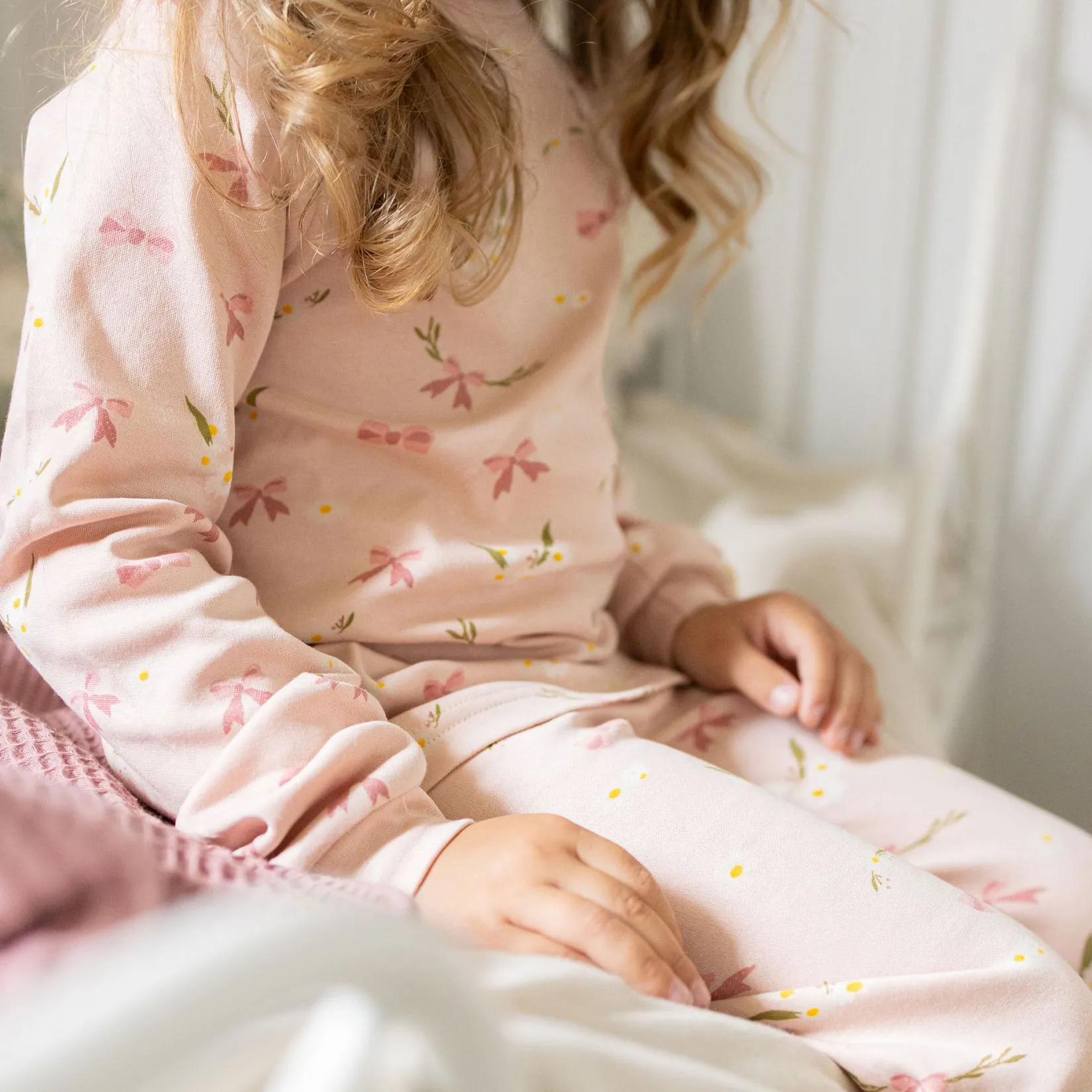 Pajamas & Bathrobes>Roche Ciseaux Bows Pajamas 2-14y Pink