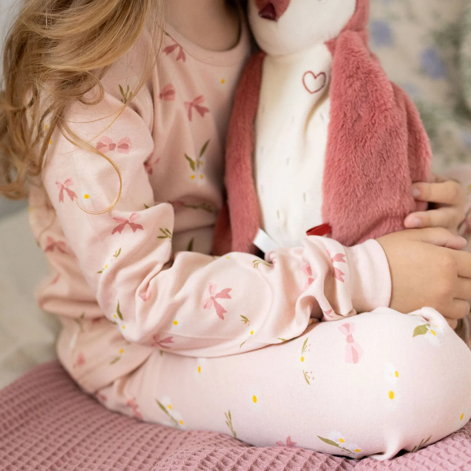 Pajamas & Bathrobes>Roche Ciseaux Bows Pajamas 2-14y Pink