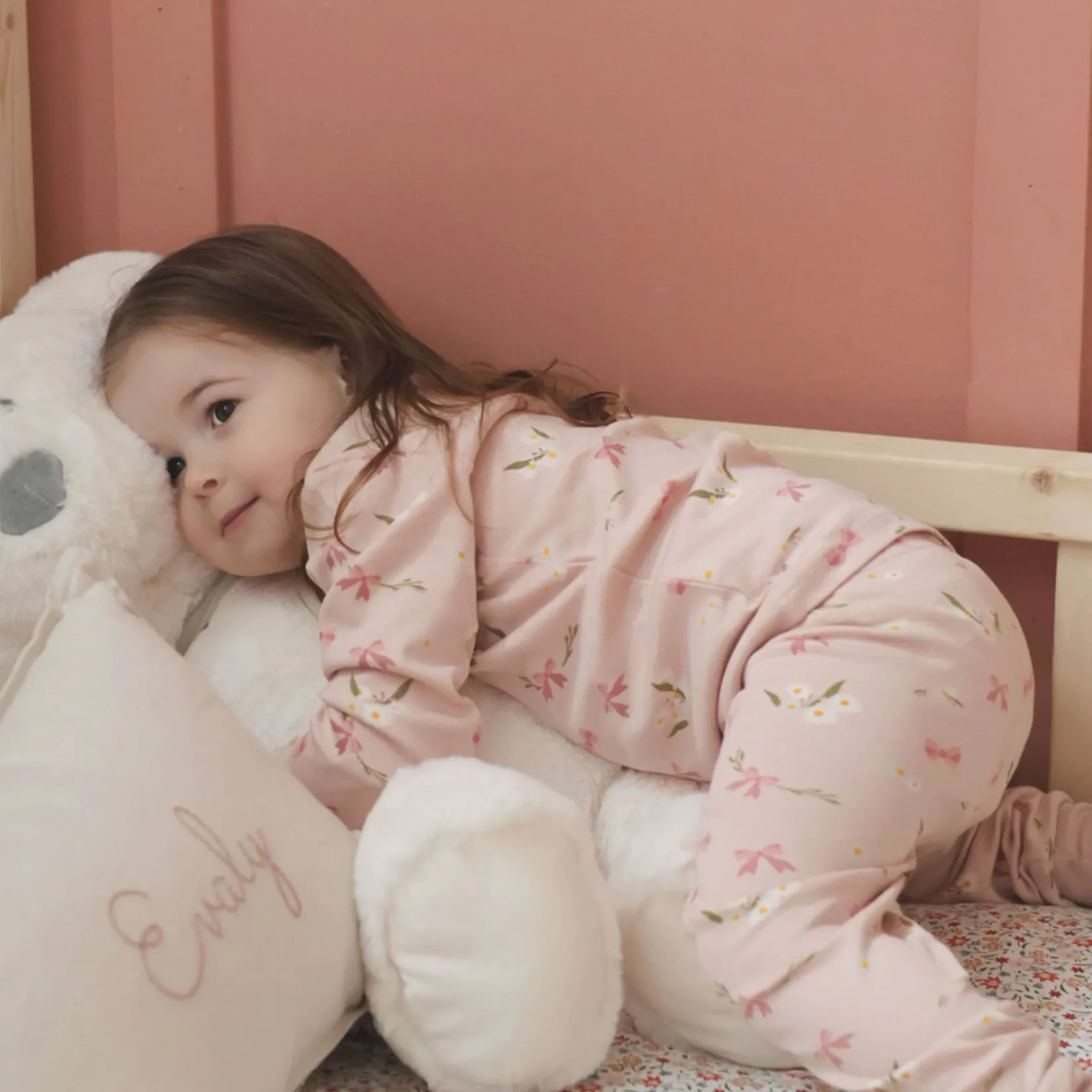 Pajamas & Bathrobes>Roche Ciseaux Bows Pajamas 2-14y Pink