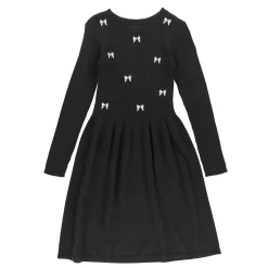 Dresses & Rompers>Look Bows Romance Knit Dress 7-14 Black