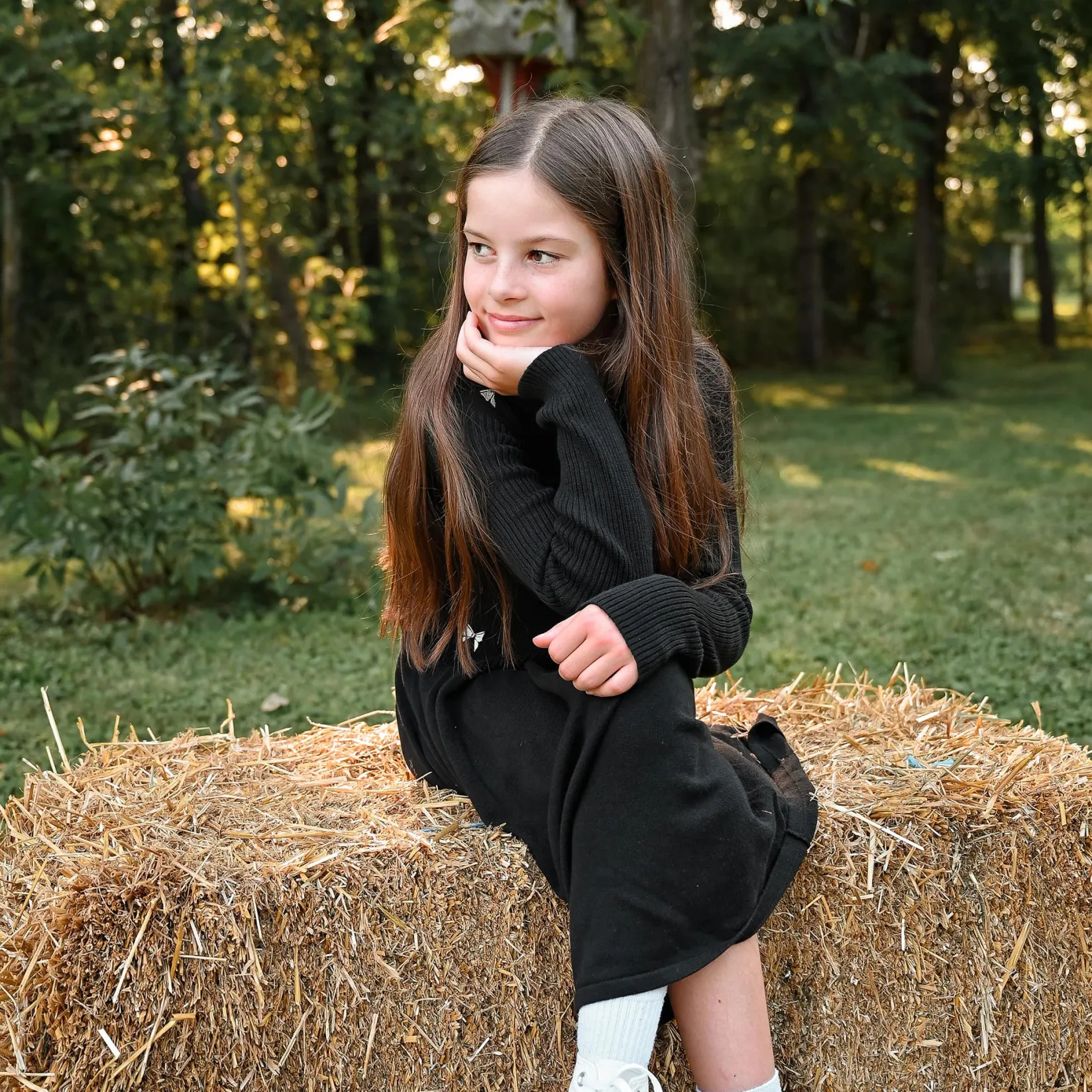 Dresses & Rompers>Look Bows Romance Knit Dress 7-14 Black