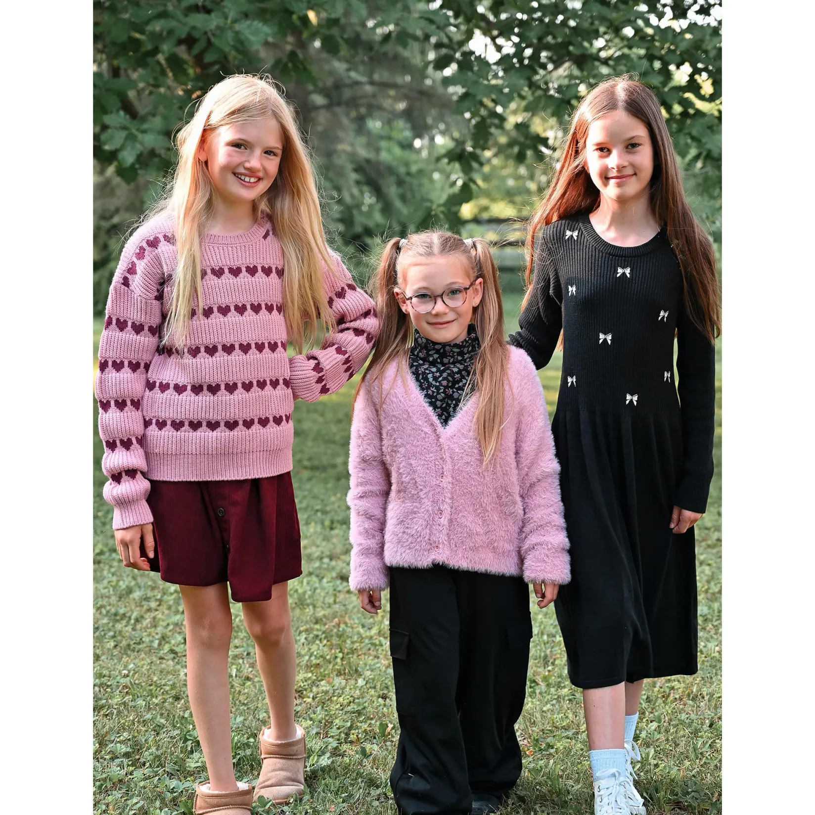 Dresses & Rompers>Look Bows Romance Knit Dress 7-14 Black