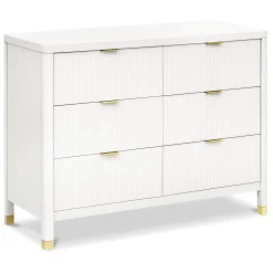 Brimsley Tambour 6-Drawer Assembled Dresser - Warm White Storage Furniture