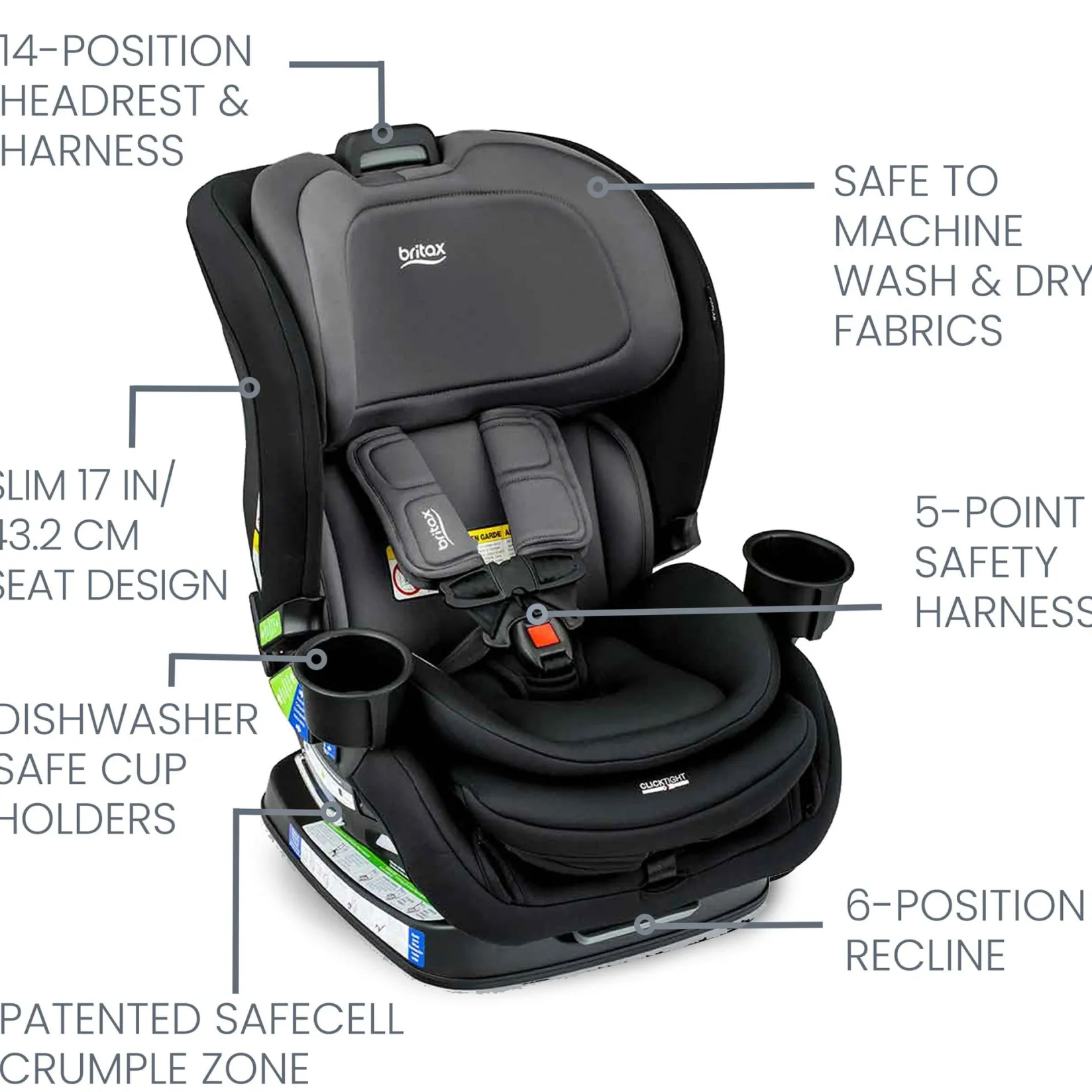 Hot Poplar™ Convertible Car Seat - STONE ONYX Kids Car Seats & Booster Seats|Car Seats