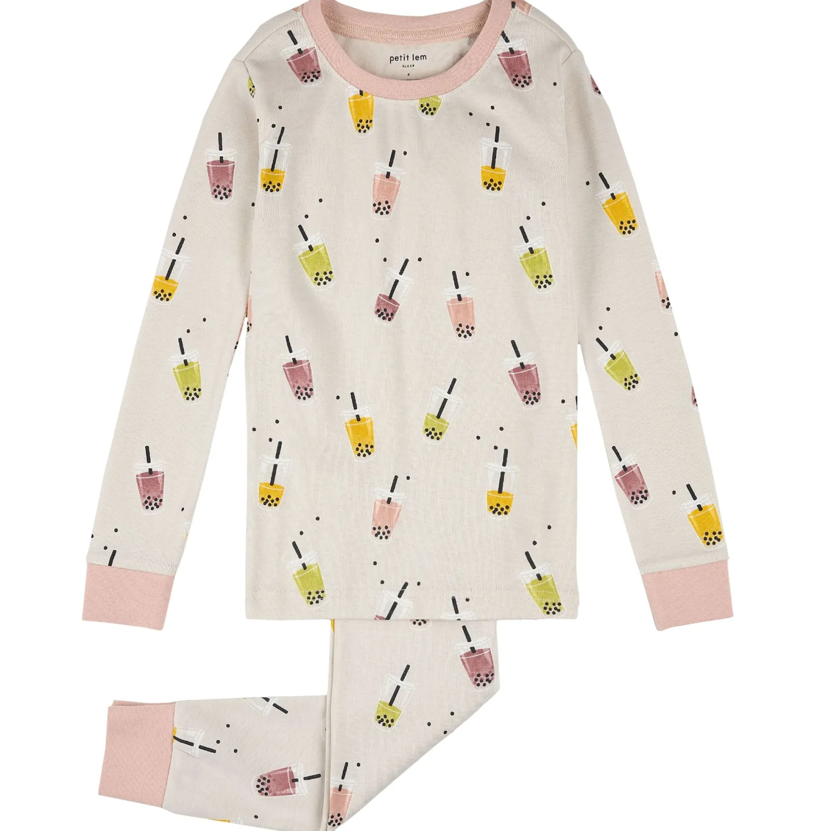 Pajamas & Bathrobes>Petit Lem Bubble Tea Pajamas 2-6x Beige