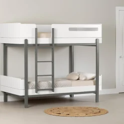 Outlet Bunk Bed - Bebble Soft Gray and White Twin, Full & Queen Beds