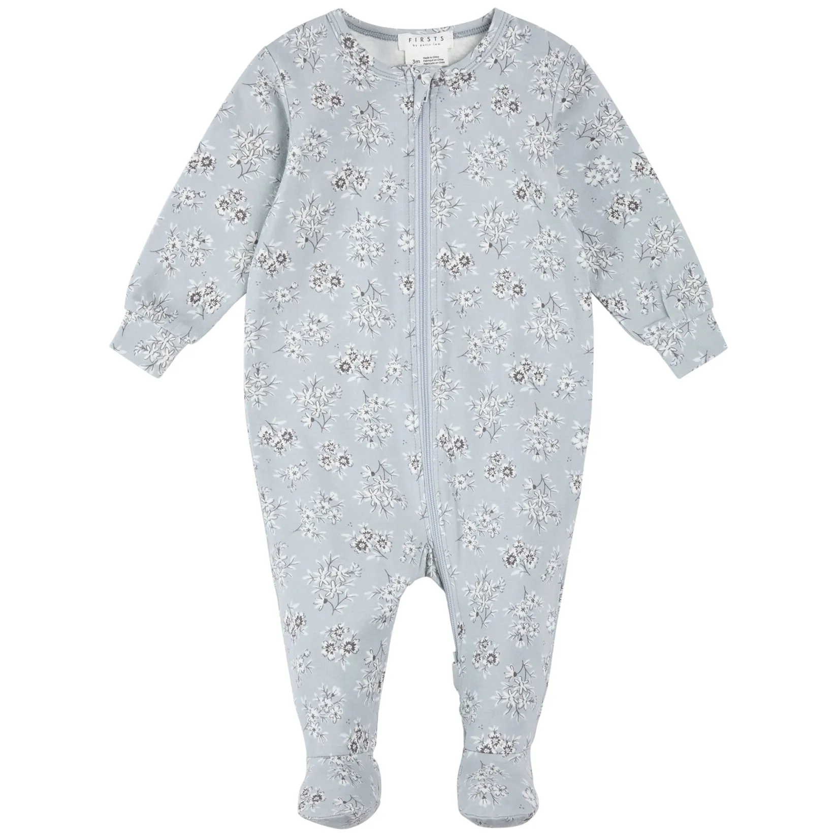 Pajamas|Pyjamas>Firsts par Petit Lem Bunnies Flowers Pajamas 0-12m Blue