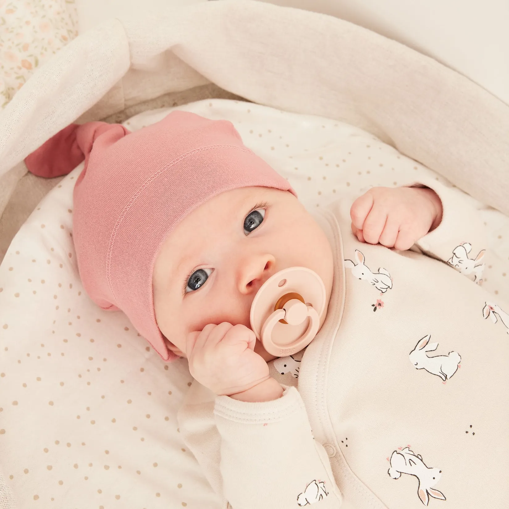 Fashion Accessories>Petit Lem Bunnies 2pc Hats 0-9m Pink