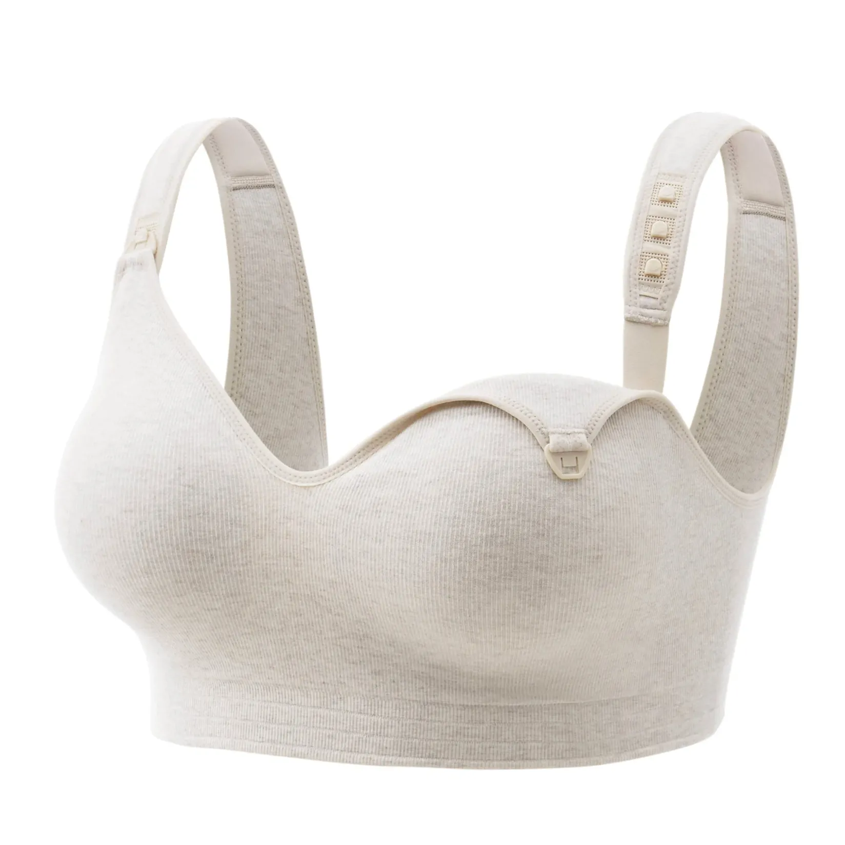 Bras|Underwear>Mom Cozy Busty Cotton Nursing Bras Beige