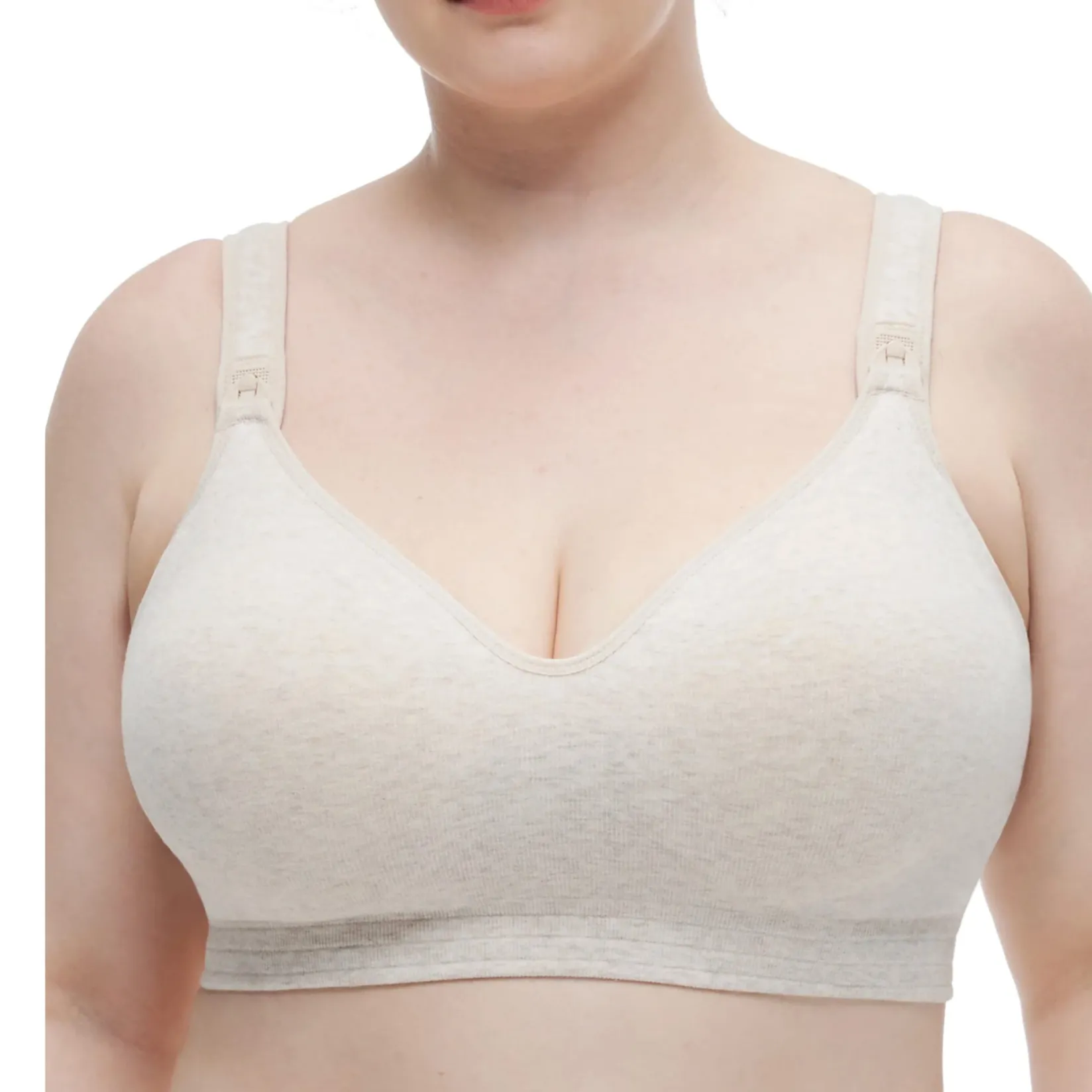 Bras|Underwear>Mom Cozy Busty Cotton Nursing Bras Beige