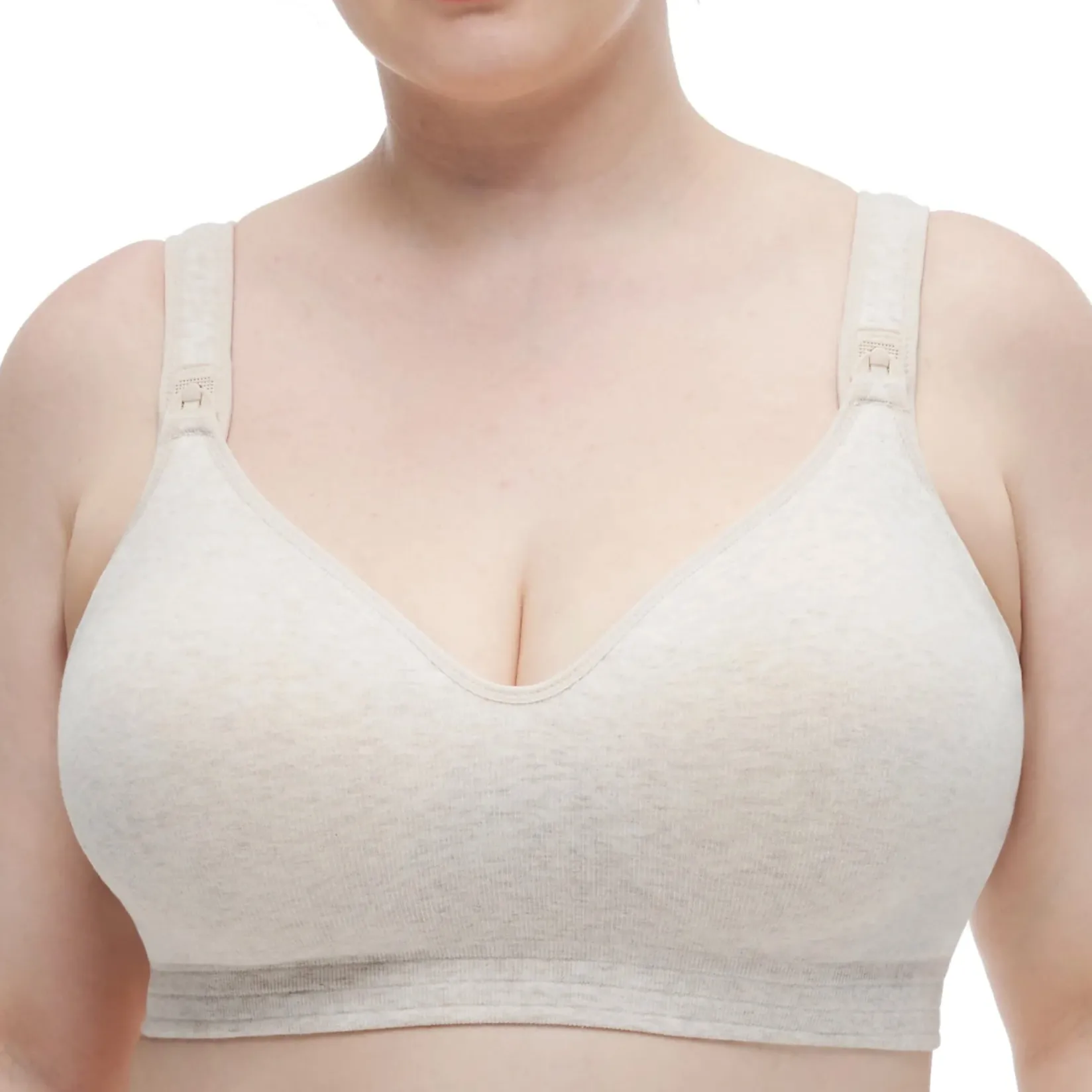 Bras|Underwear>Mom Cozy Busty Cotton Nursing Bras Beige