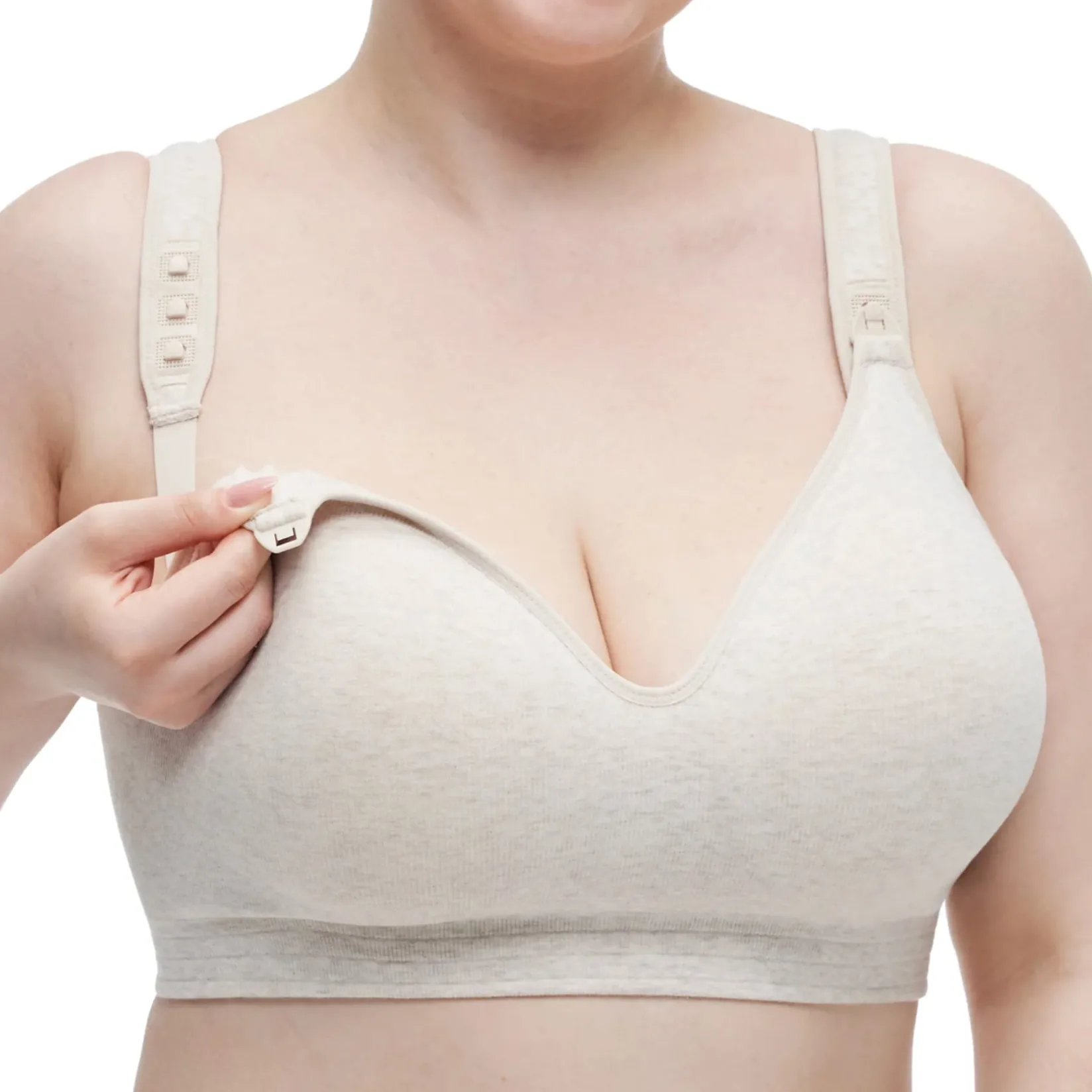 Bras|Underwear>Mom Cozy Busty Cotton Nursing Bras Beige