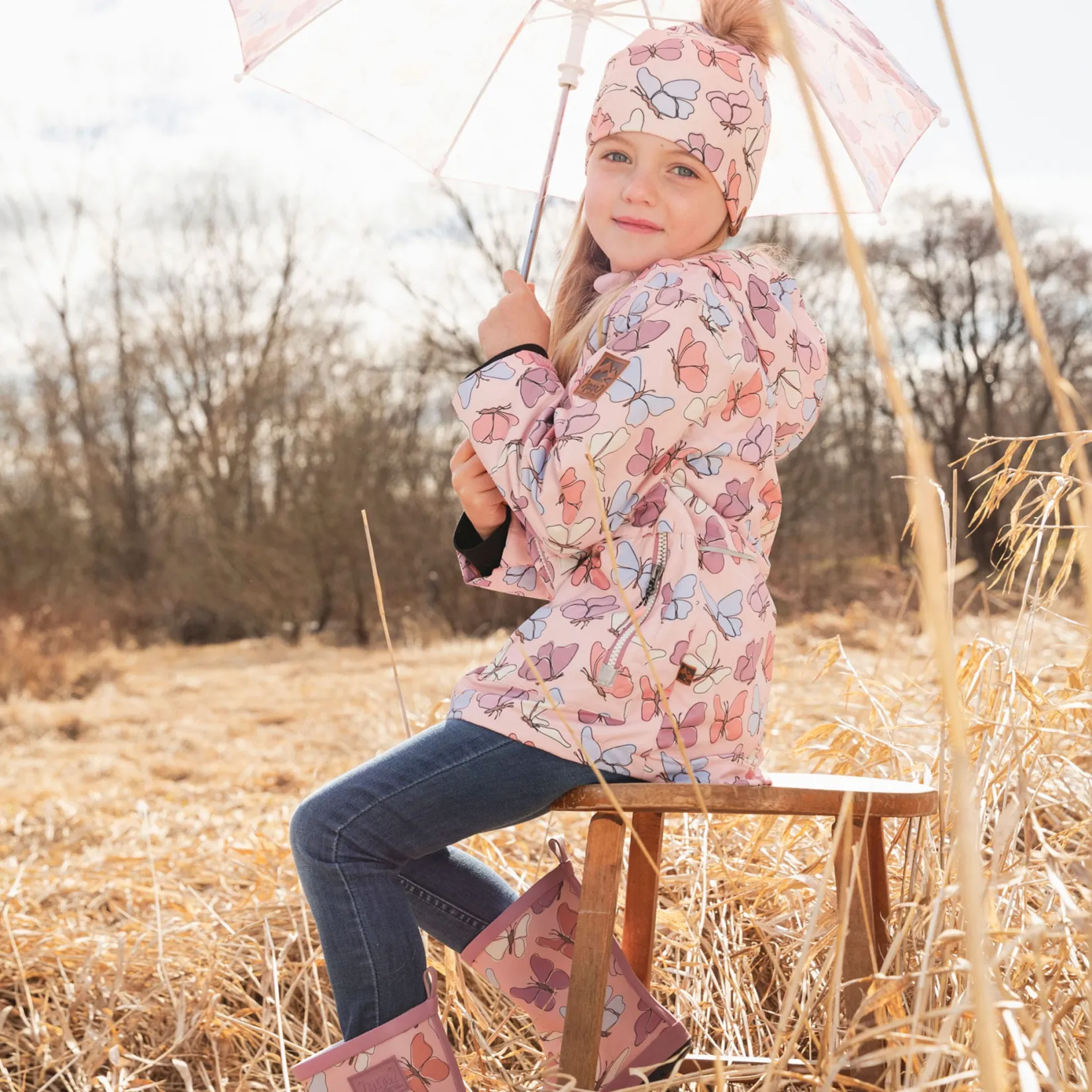 Outerwear>Deux par Deux Butterflies 3in1 Set 2-6 Pink