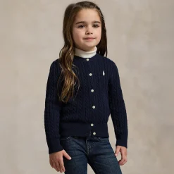 Fleeces And Sweatshirts|Tops>Polo Ralph Lauren Cable Knit Sweater 2-6x Marine