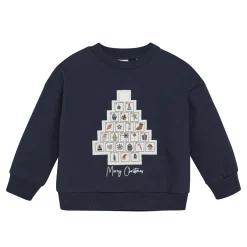 Fleeces And Sweatshirts|Tops>Minymo Calendar Sweatshirt 3-8 Navy