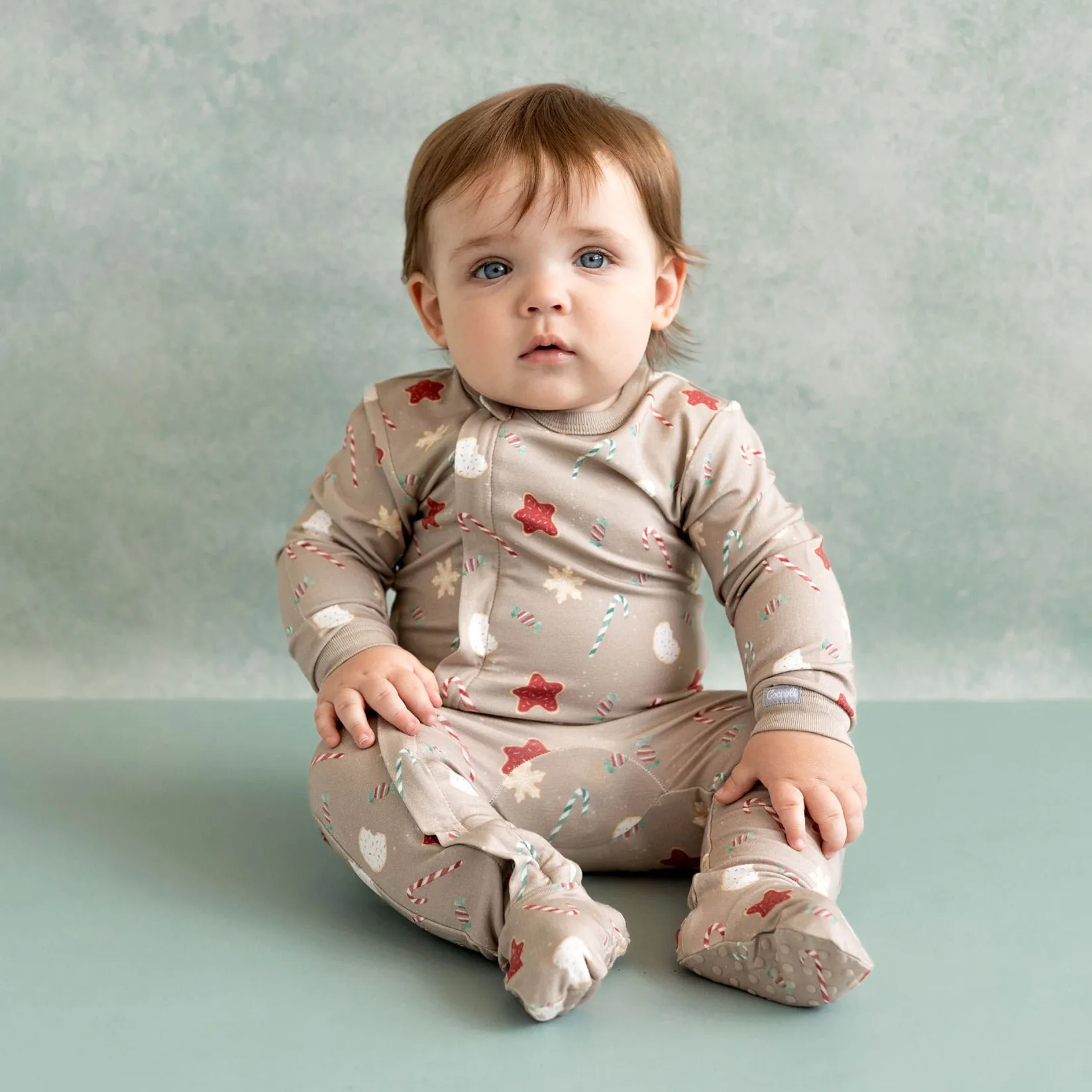 Pajamas|Pajamas>Coccoli Candy Canes Pajamas 1-18m Taupe