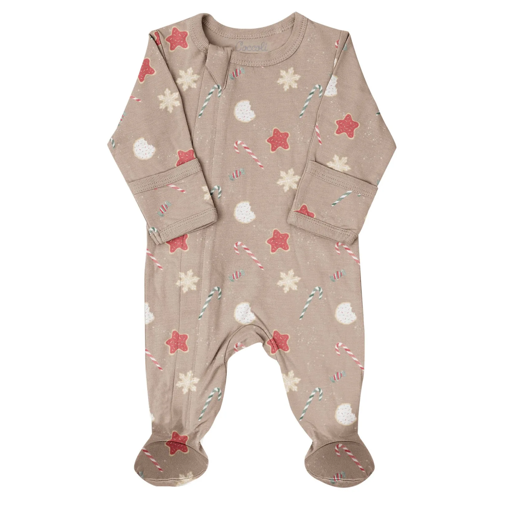 Pajamas|Pajamas>Coccoli Candy Canes Pajamas 1-18m Taupe