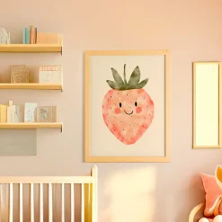 Wall Decorations>Oleka Canva with Natural Frame - Strawberry