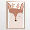 Wall Decorations>Oleka Canvas with Natural Wood Frame - Deer