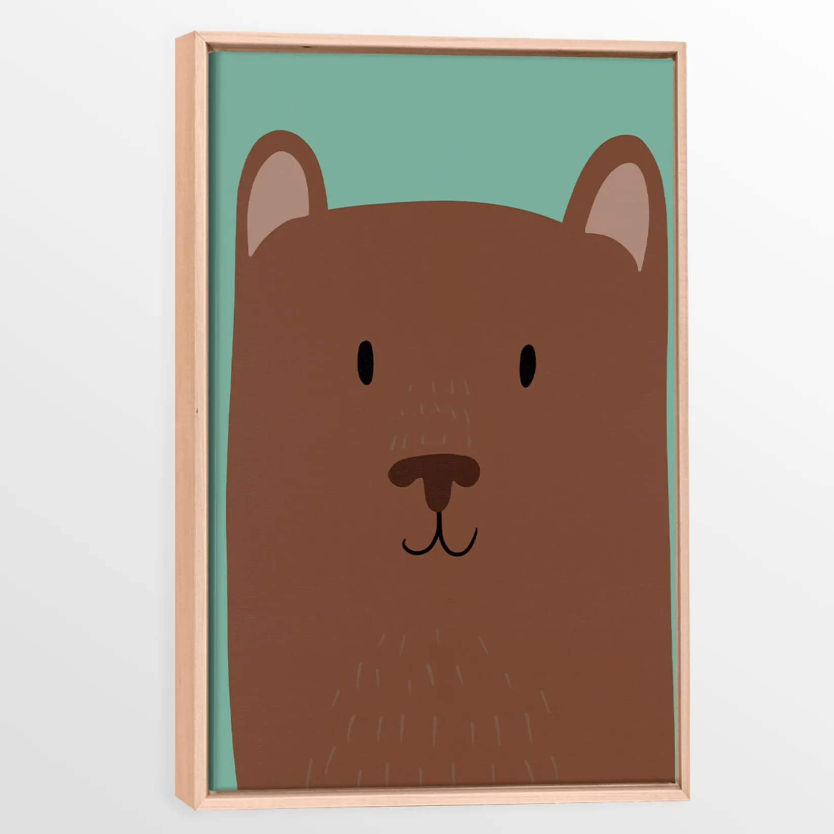 Hot Canvas with Natural Wood Frame - Bear Cub Wall Decorations