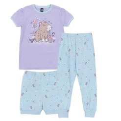 Pajamas & Bathrobes>Nano Capybara 3pc Pajamas 2-12 Lilac