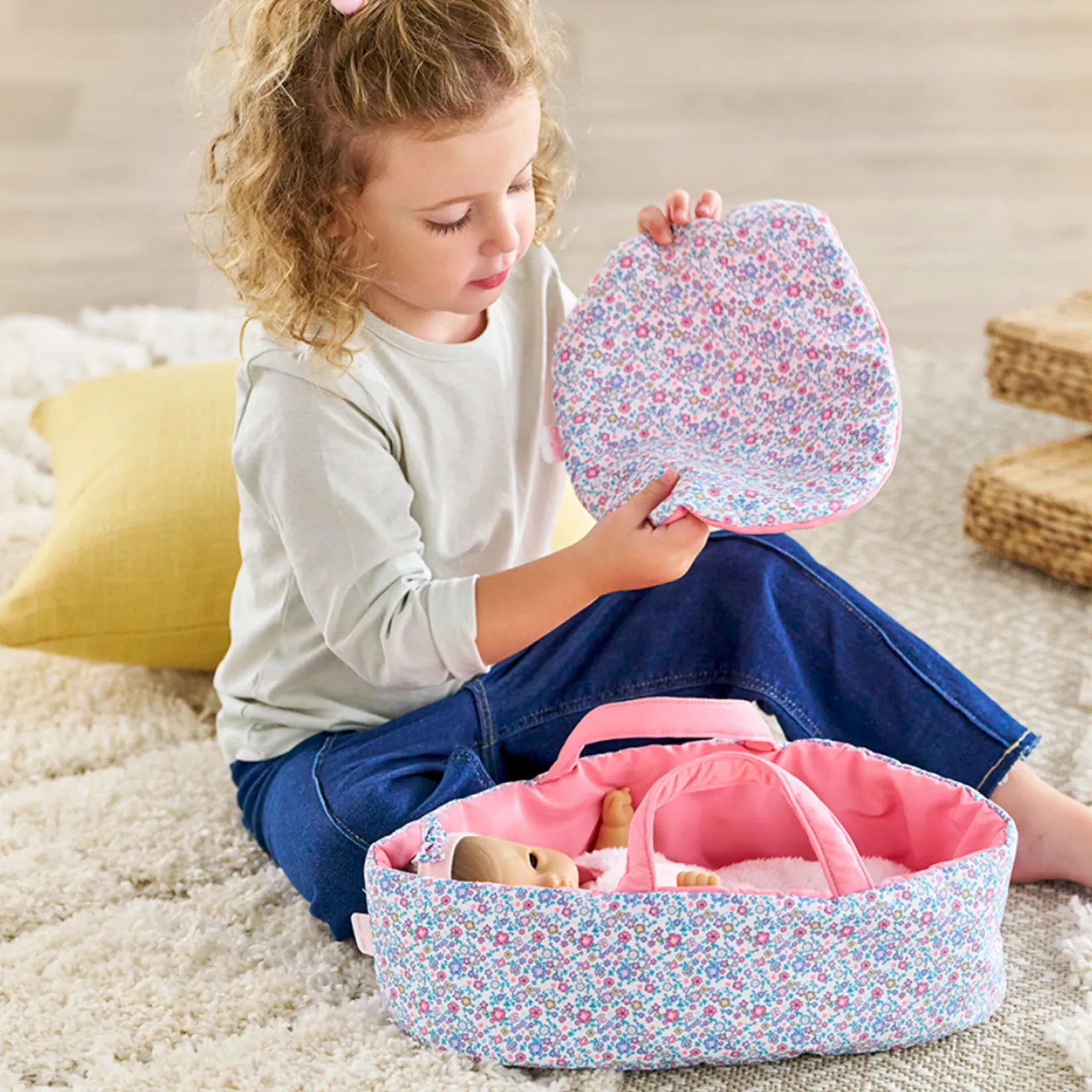 New Carry Bed Flowered Dolls