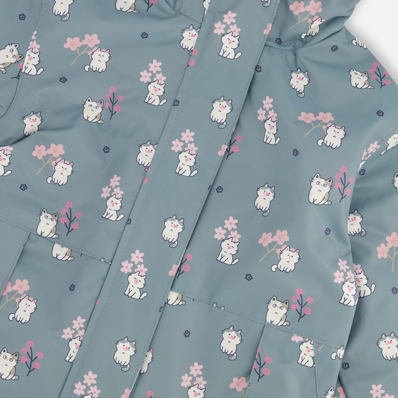 Outerwear>Deux par Deux Cats 2pce Spring Set 2-6 Teal