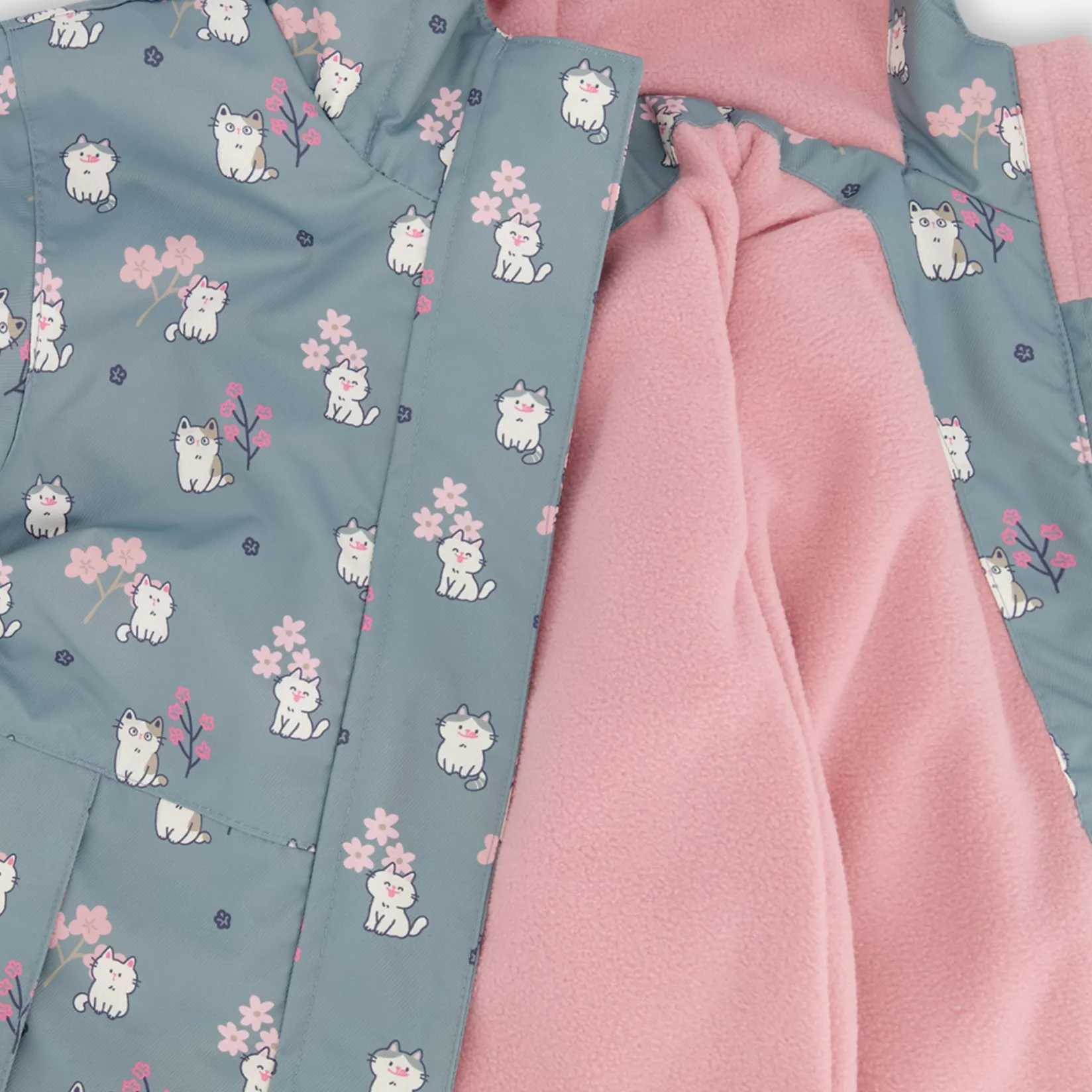 Outerwear>Deux par Deux Cats 2pce Spring Set 2-6 Teal