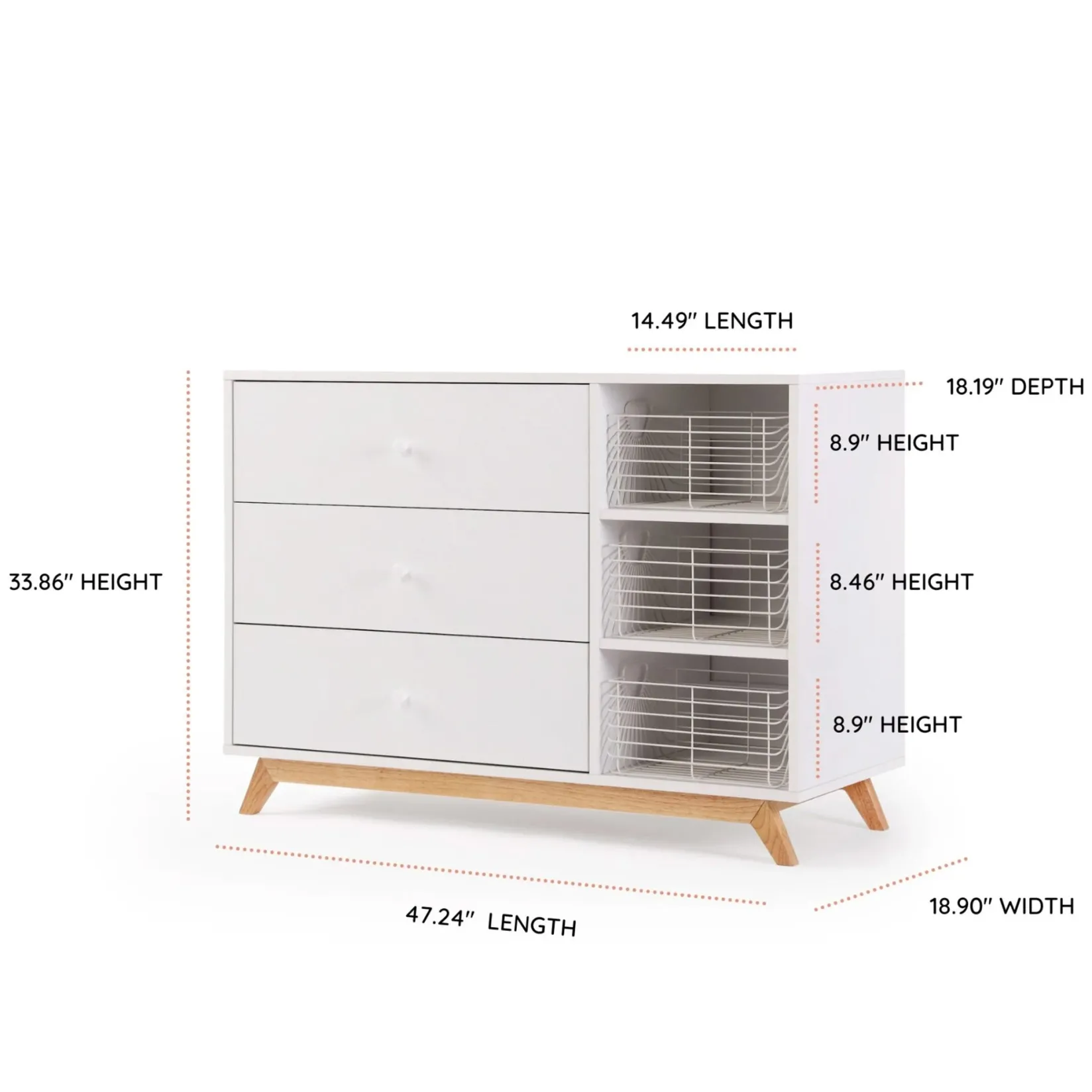 Storage Furniture>Dadada Baby Central Park 3-drawer - White / Natural