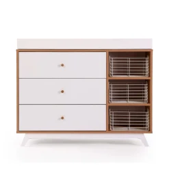 Online Central Park 3-drawer - White / Red oak Storage Furniture