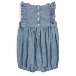 Rompers & Jumpsuits>Polo Ralph Lauren Chambray Bubble One Piece 6-24m Bleu