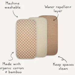 Outlet Changing Pad Liners (3) - Natural Check Changing Tables|Changing Pad Covers