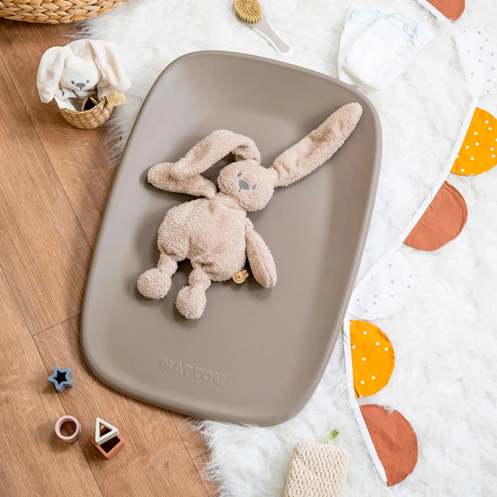 Changing Tables|Mattresses>Nattou Changing Pad Softy with belt - Taupe