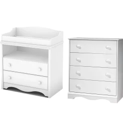 Changing Tables>South Shore Changing Table and 4-Drawer Chest Set - Angel Pure White