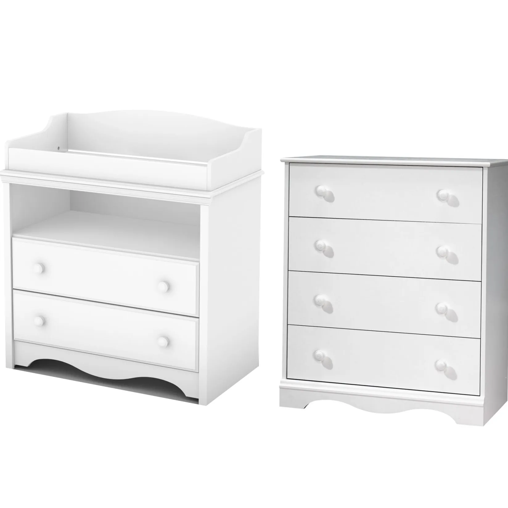 Changing Tables>South Shore Changing Table and 4-Drawer Chest Set - Angel Pure White
