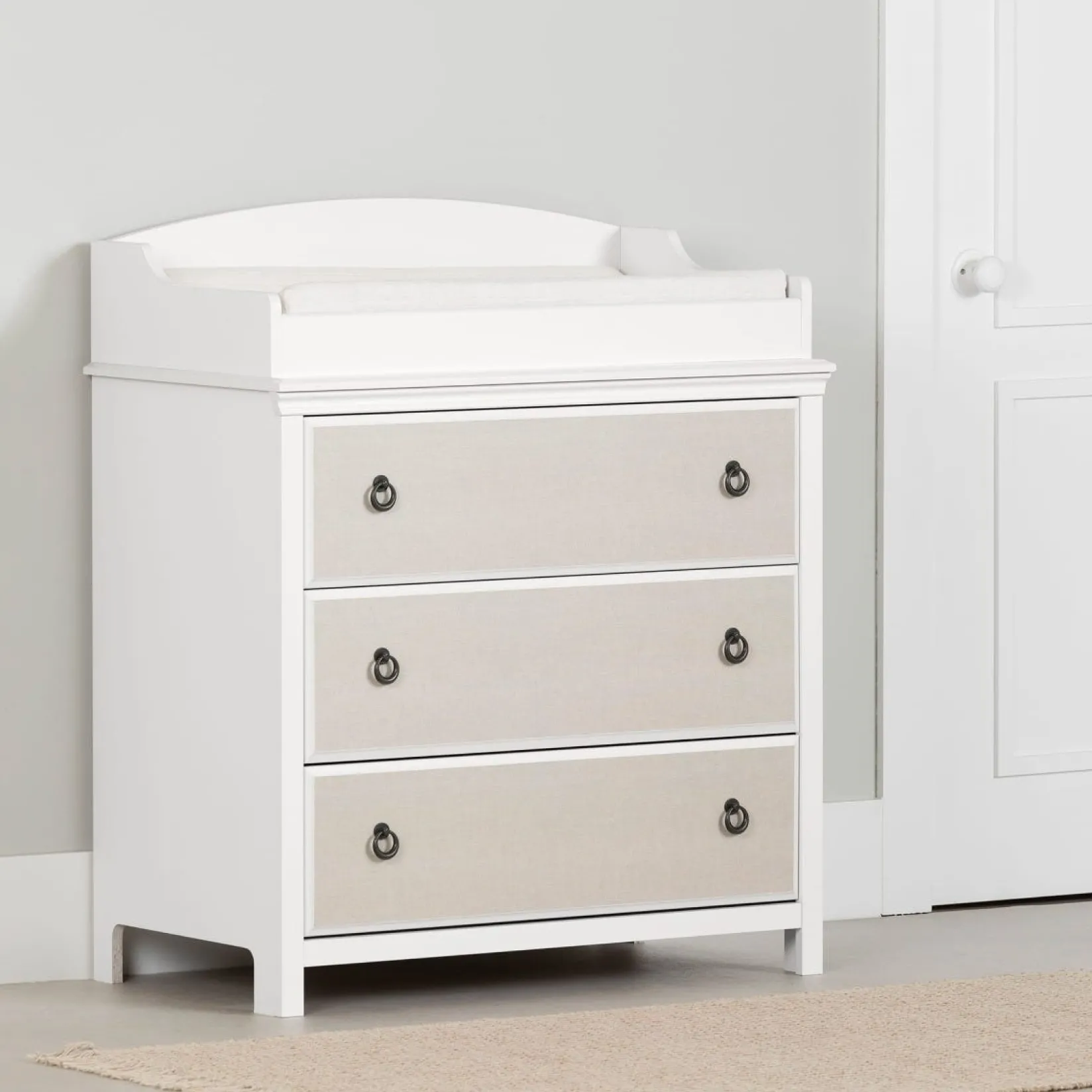 Changing Tables>South Shore Changing Table with Drawers - Cotton Candy White and Beige