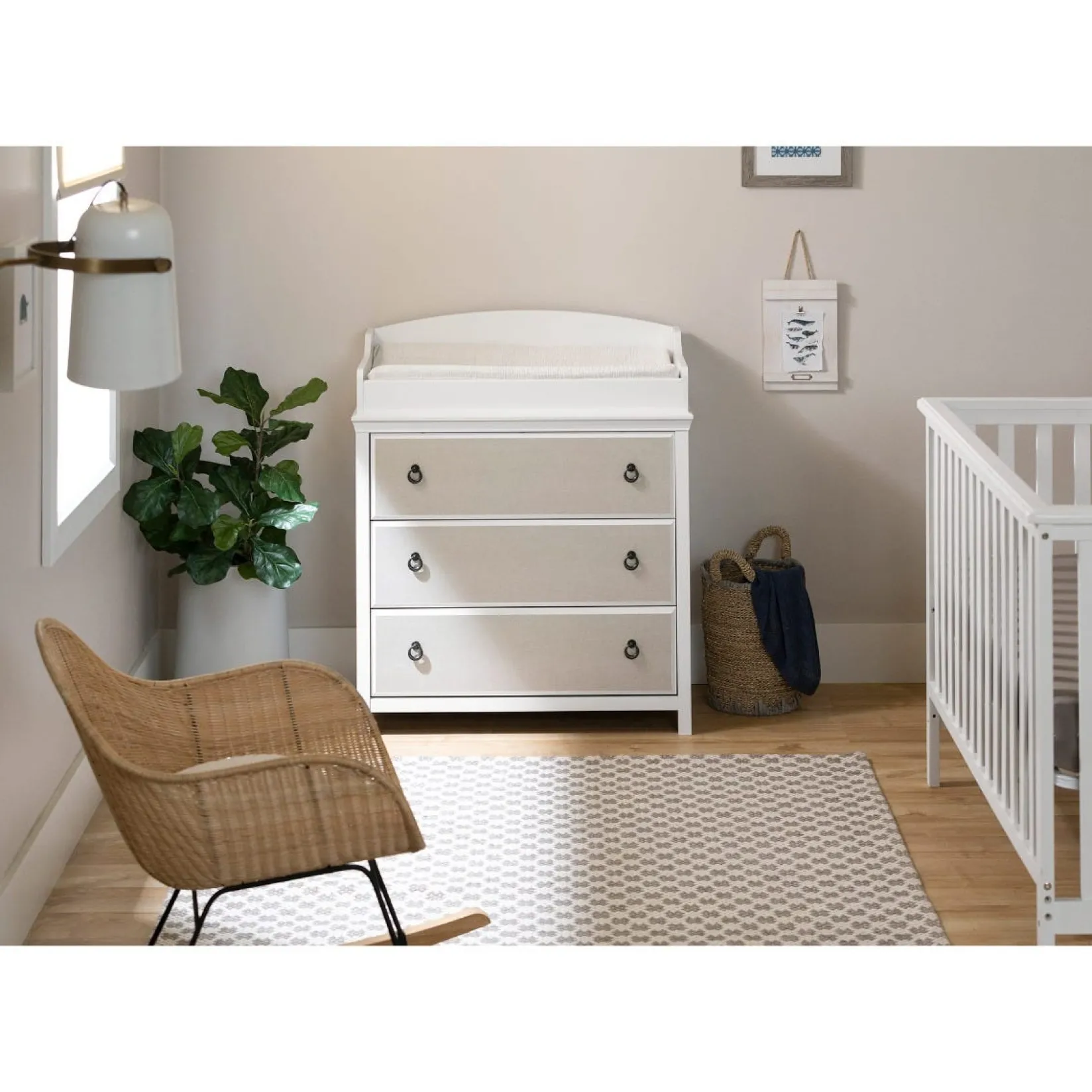 Changing Tables>South Shore Changing Table with Drawers - Cotton Candy White and Beige