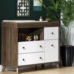 New Changing Table Yodi - Natural Walnut / White Changing Tables
