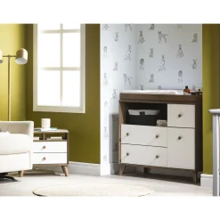 New Changing Table Yodi - Natural Walnut / White Changing Tables