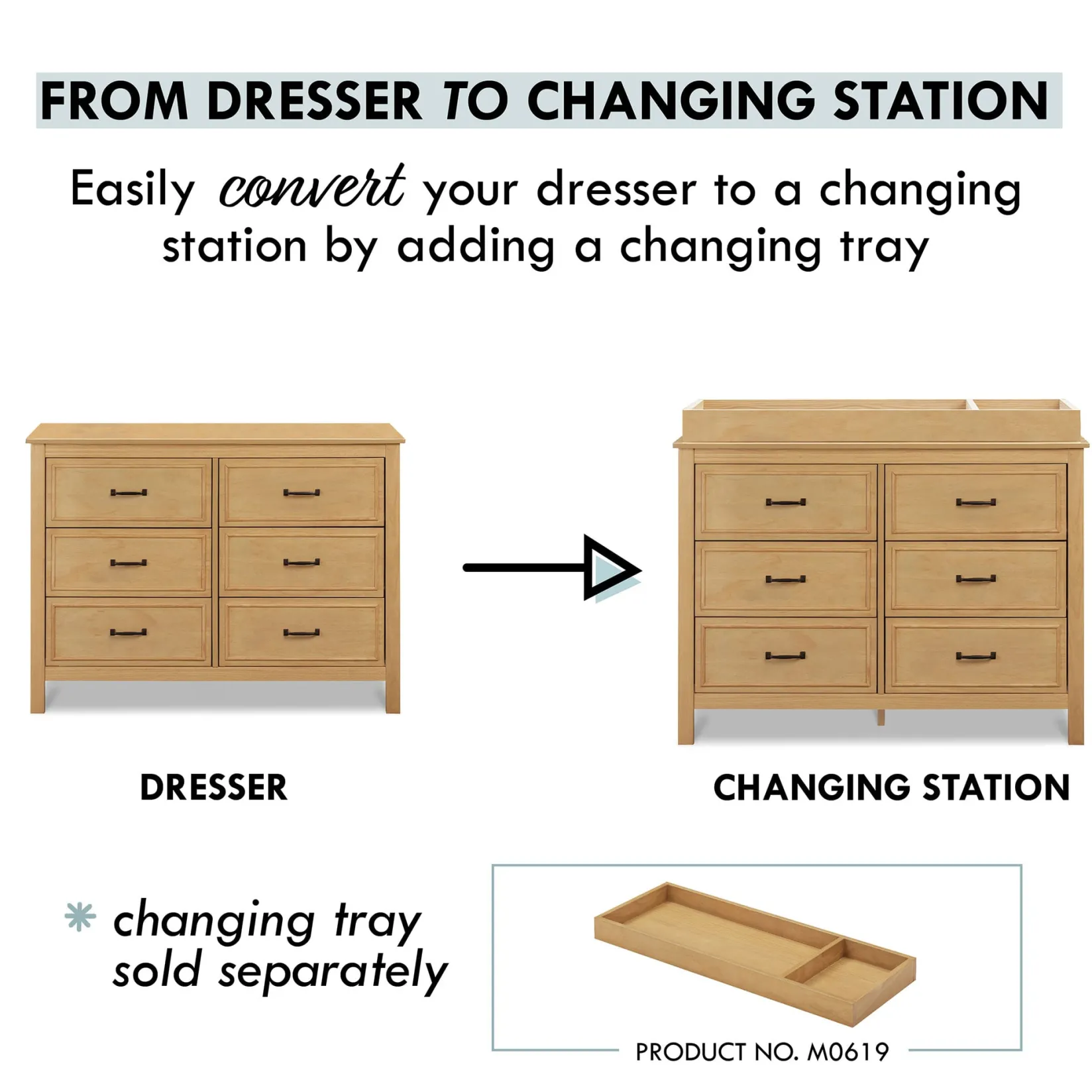 Storage Furniture>DaVinci Charlie 6-Drawer Double Dresser - Honey