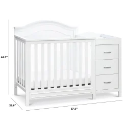 New Charlie 4-in-1 Convertible Mini Crib & Changer - White Cribs & Mattresses|Cribs & Mattresses