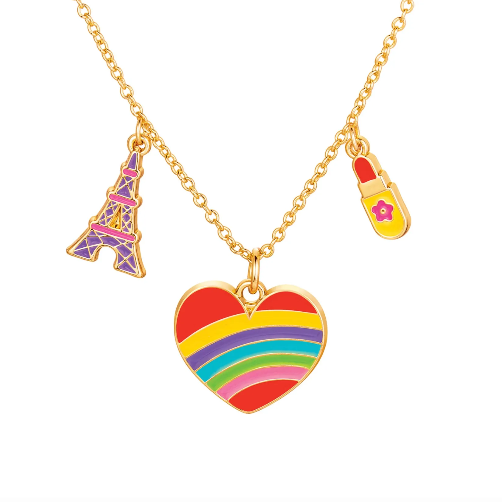 Teething Toys>Girl Nation Charming Whimsy Necklace and Earring Gift Set - Rainbow Heart