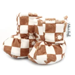 Slippers>Bebe O Chaud Checker Velux Slippers 6-18m Ivory