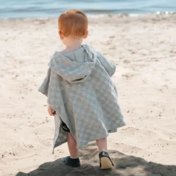 Swimsuits|Swimsuits>Petit Lem Checkered Beach Poncho 3-6y Blue
