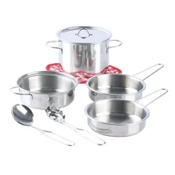 Best Chef's Collection Mini Pots and Pans Cookware 8 Pieces Kids Pretend Play & Imitation