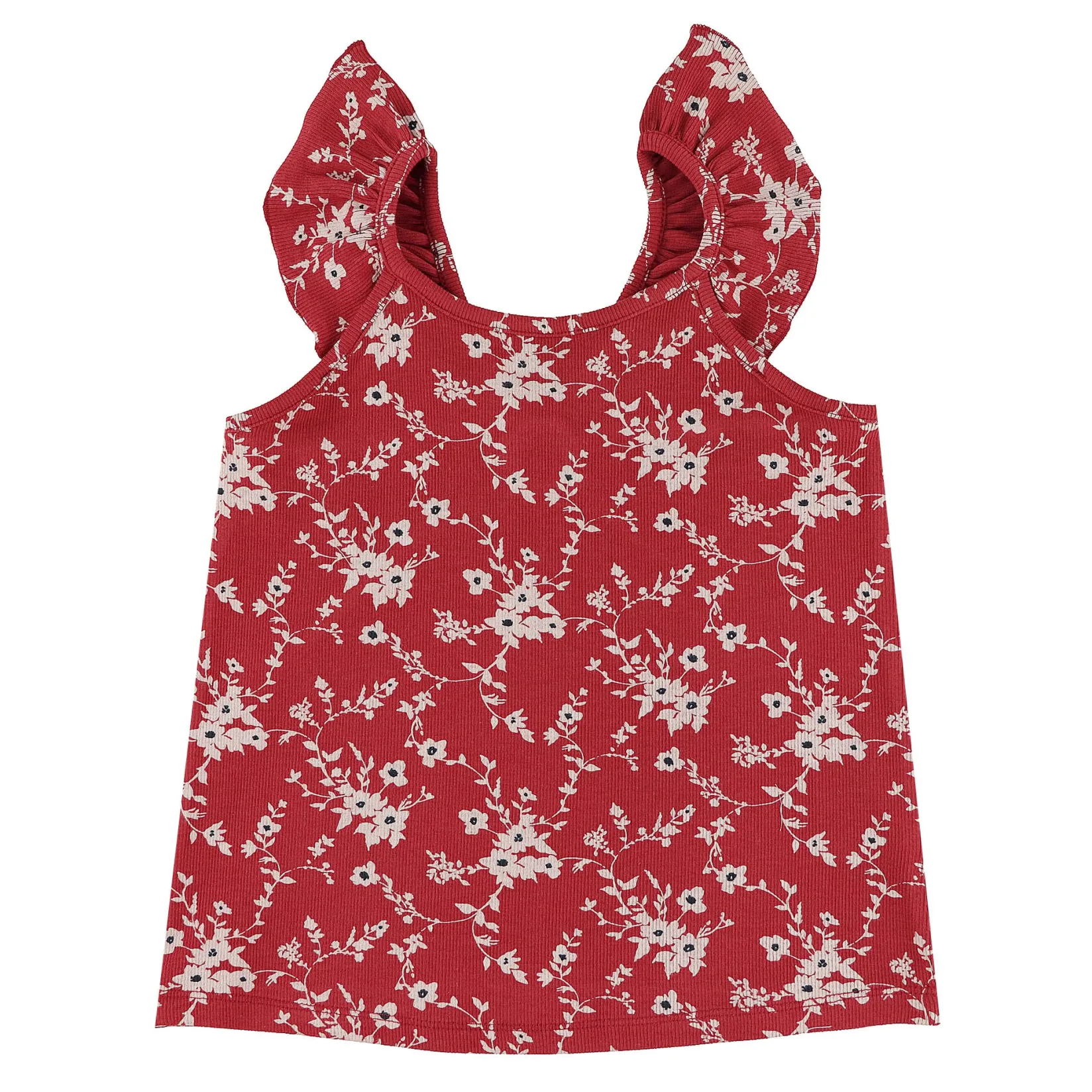Tops>Look Cherries Flowers Tank Top 7-14 Burgundy