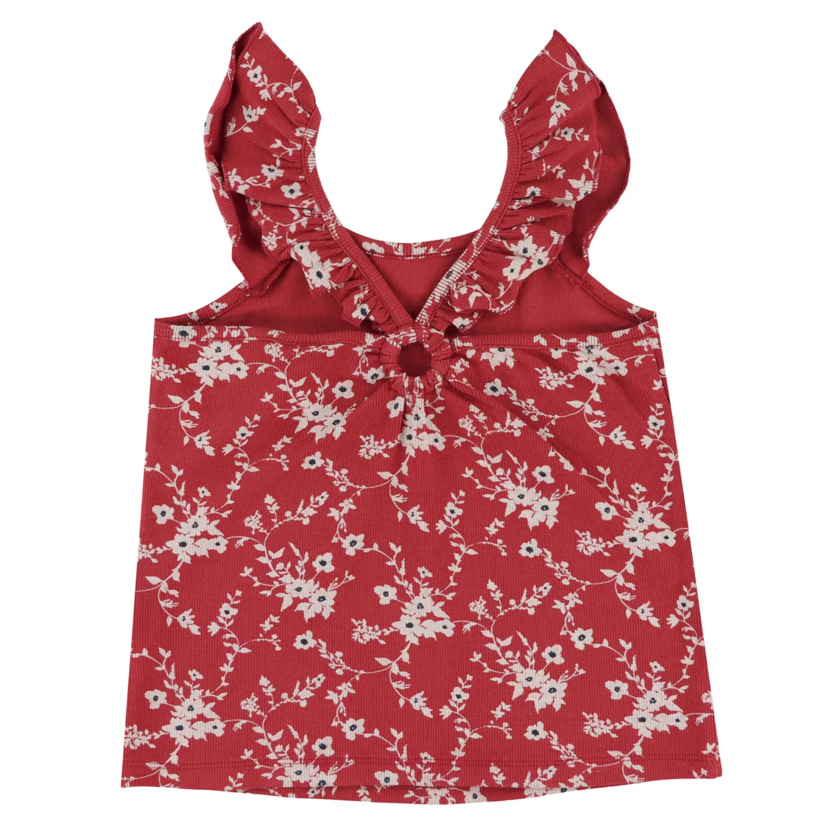 Tops>Look Cherries Flowers Tank Top 7-14 Burgundy