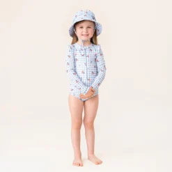 Swimsuits>Nano Cherries Ls Uv Swimsuit 2-10 Blue